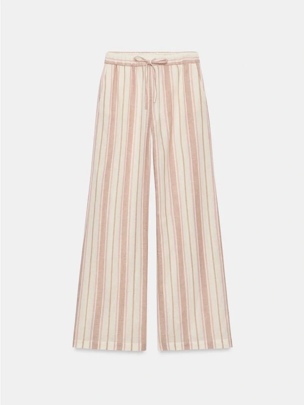 NWT Zara Pink & Cream Striped Wide-Leg Drawstring Pants